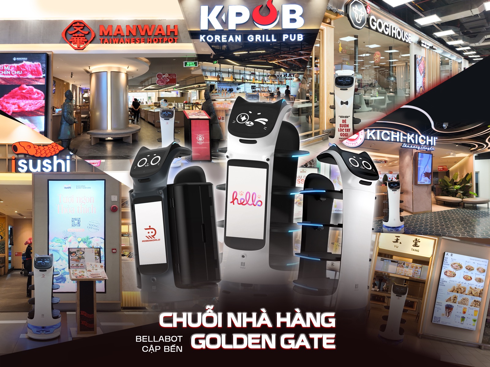 200 robot BellaBot phục vụ tại chuỗi nhà hàng Golden Gate
